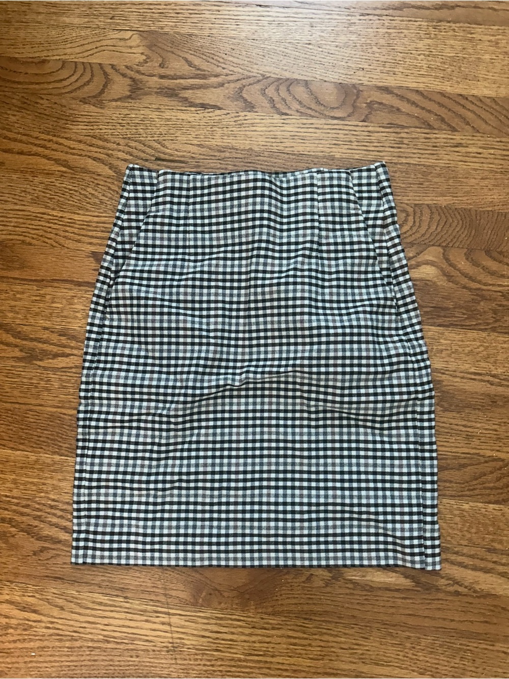 Gingham Pencil Skirt - Black, white & brown